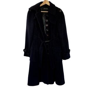 Nannete Lepore vintage navy wool full length coat pockets women's size 6 winter
